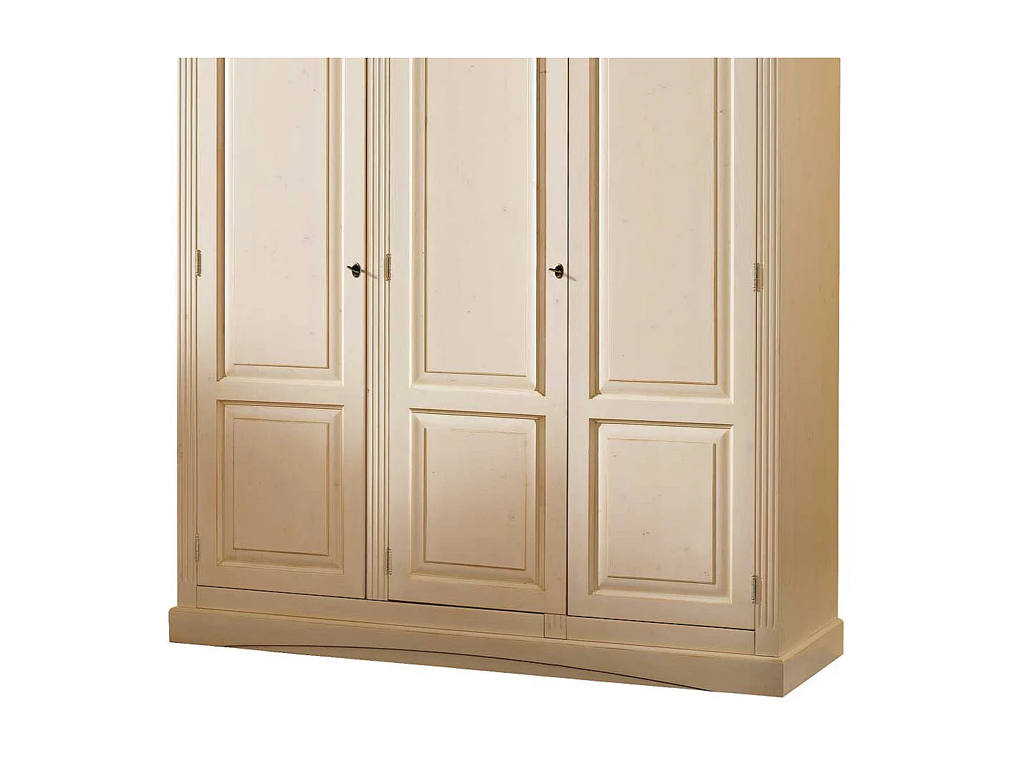 Abschließbarer Kleiderschrank in Creme Vintage Fichte Massivholz