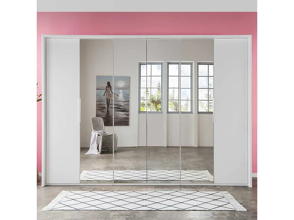 Weißer Kleiderschrank mit Spiegeln Made in Germany 58 cm tief