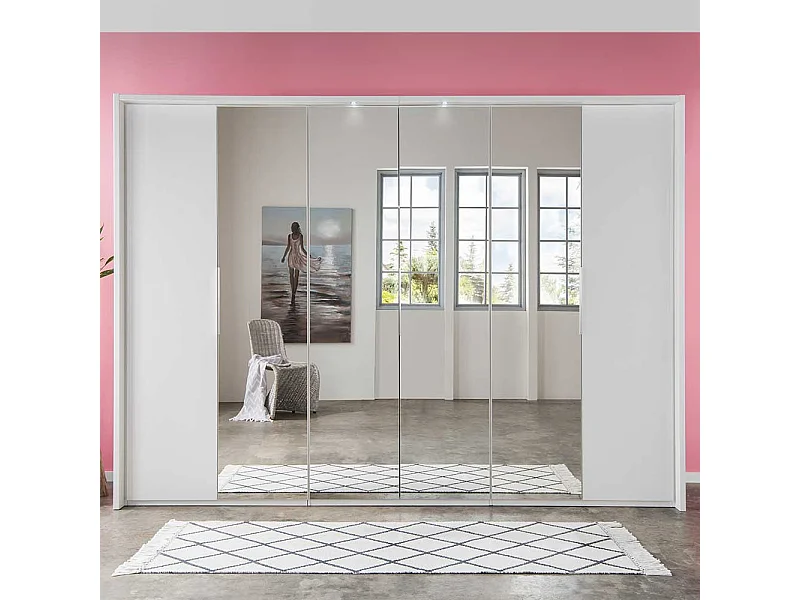 Weißer Kleiderschrank mit Spiegeln Made in Germany 58 cm tief