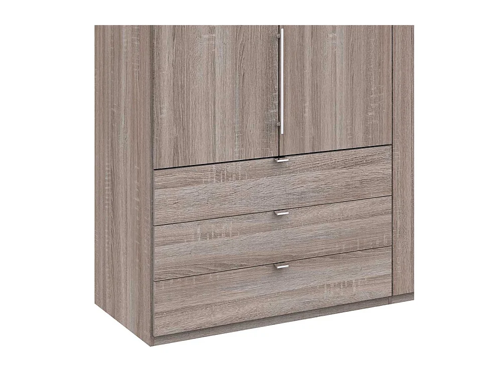 Eiche Trüffelfarbener Kleiderschrank 2 türig mit Schubladen modern