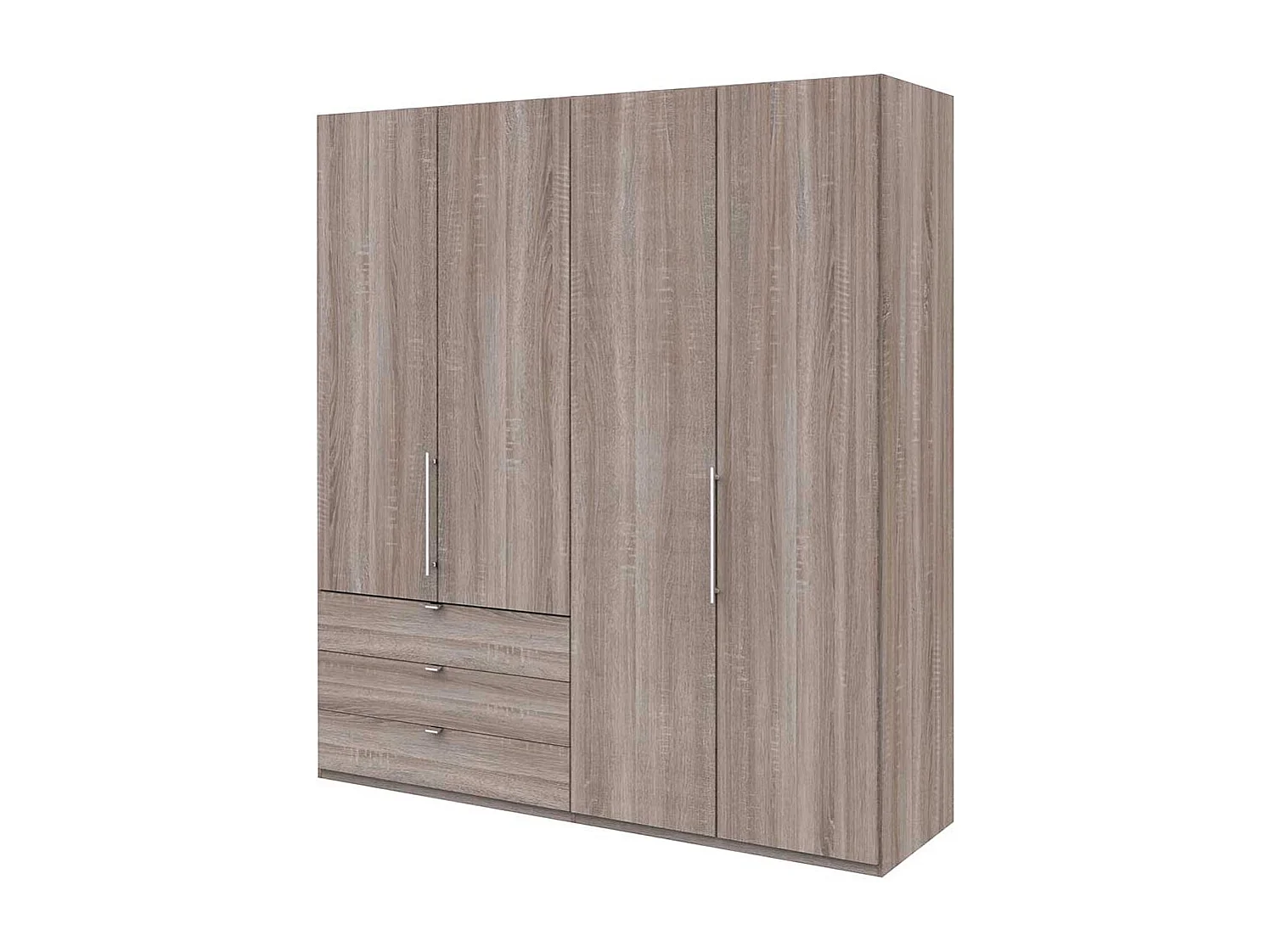 Eiche Trüffelfarbener Kleiderschrank 2 türig mit Schubladen modern