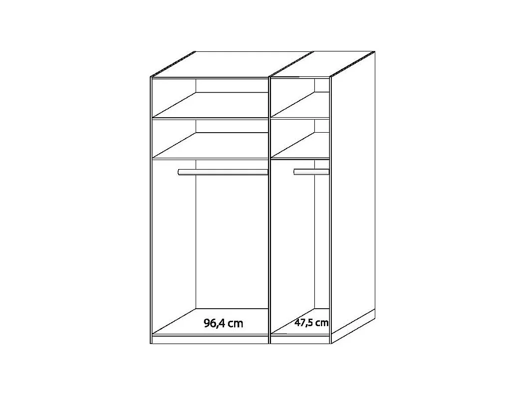 Kleiderschrank in Beige und Eiche 3-türig
