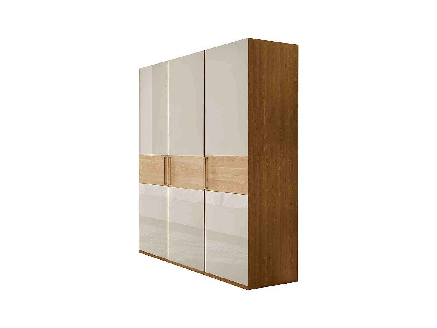Kleiderschrank in Beige und Eiche 3-türig
