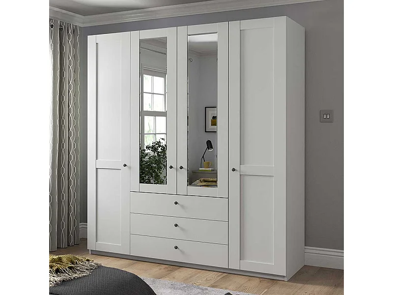 Kleiderschrank weiß 4-türig mit Spiegeln Made in Germany