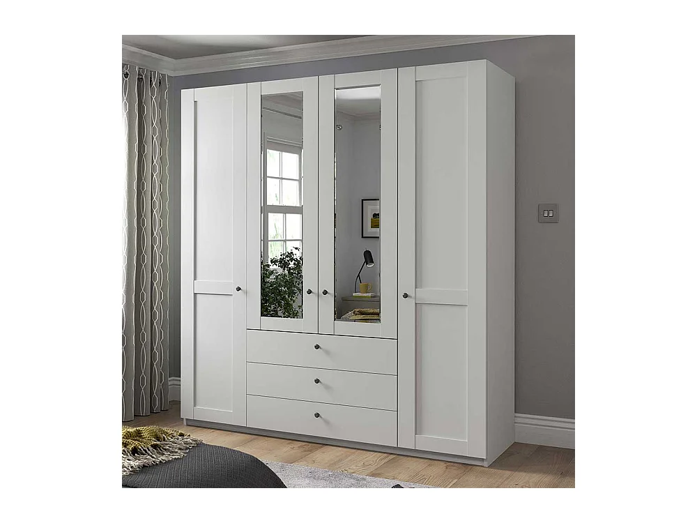 Kleiderschrank weiß 4-türig mit Spiegeln Made in Germany