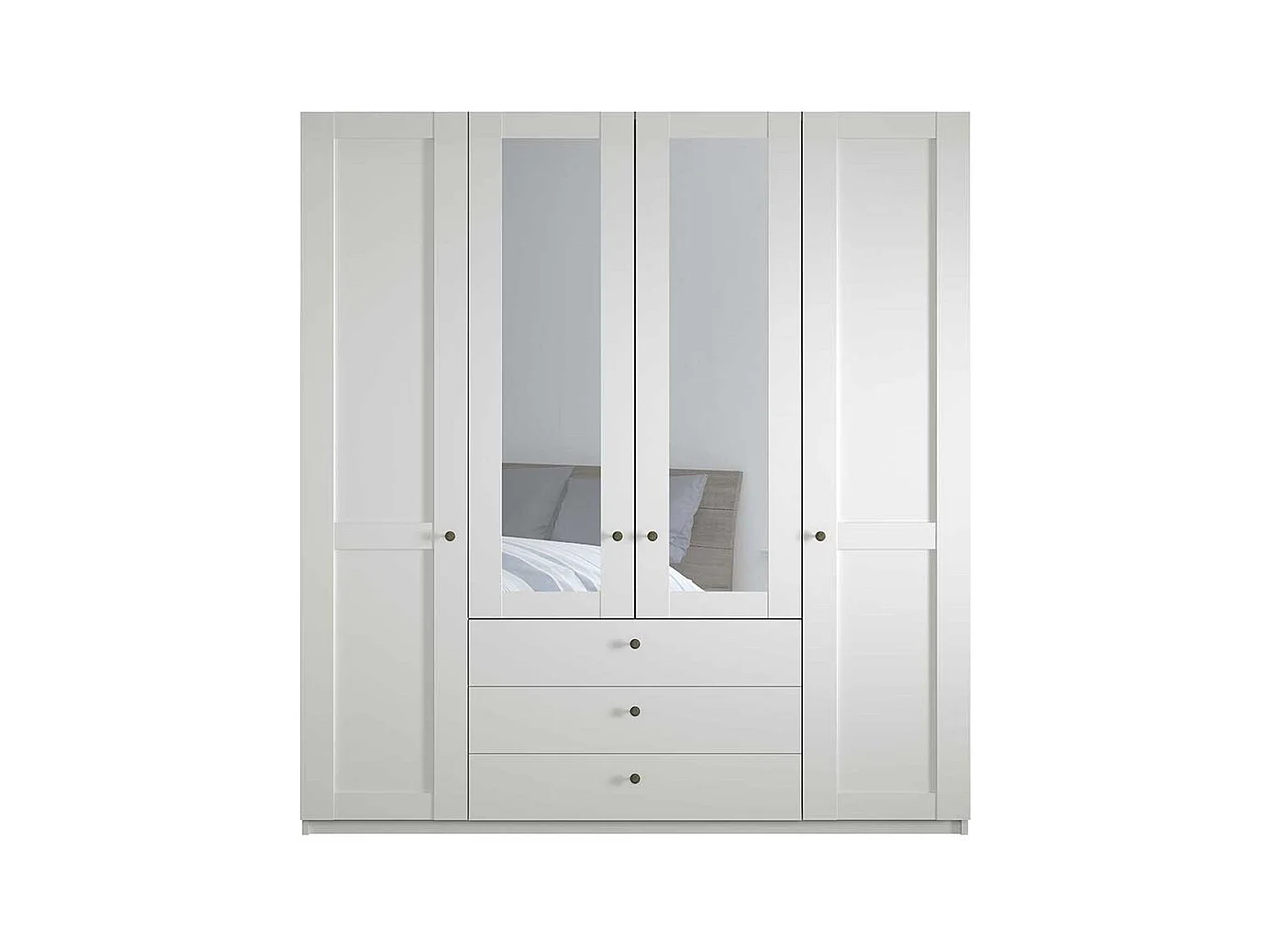 Kleiderschrank weiß 4-türig mit Spiegeln Made in Germany