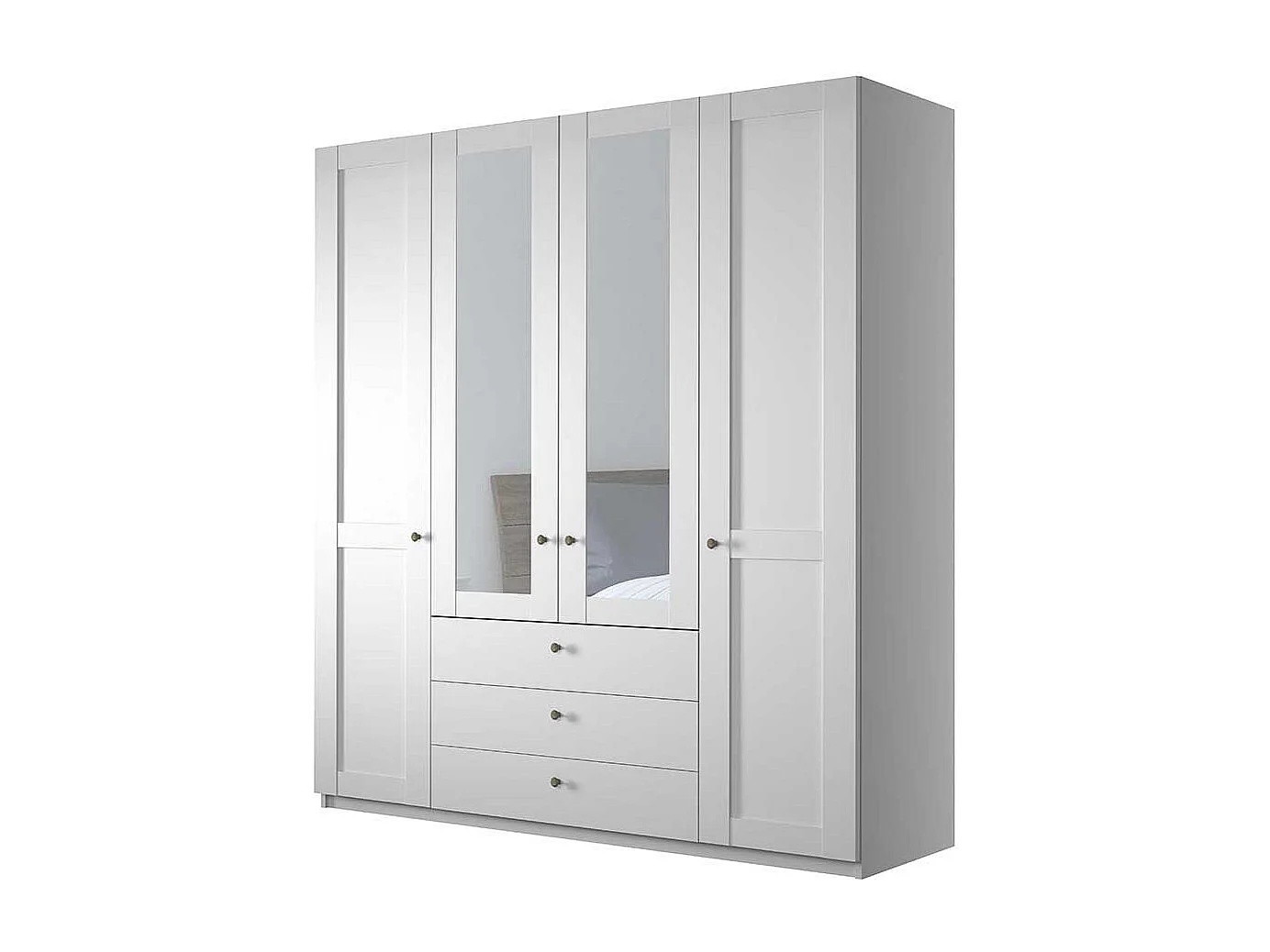 Kleiderschrank weiß 4-türig mit Spiegeln Made in Germany