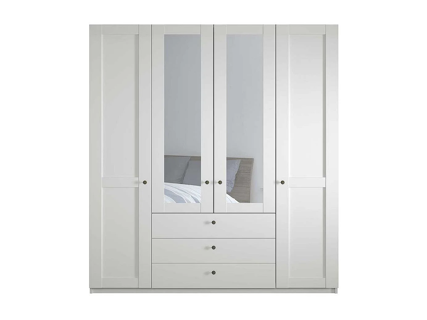 Kleiderschrank weiß 4-türig mit Spiegeln Made in Germany