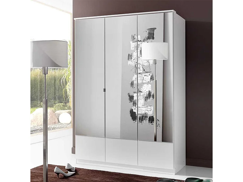 Drehtürenschrank in Weiß 135 cm breit