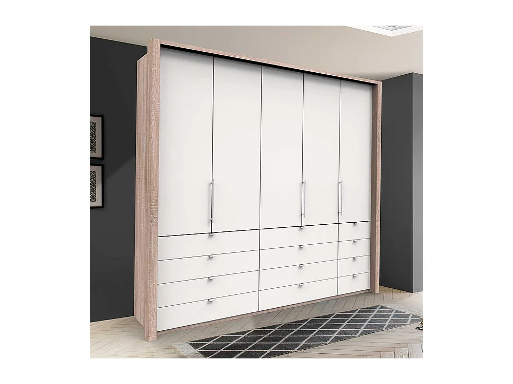 Moderner Schlafzimmerschrank mit vielen Schubladen 3 türig