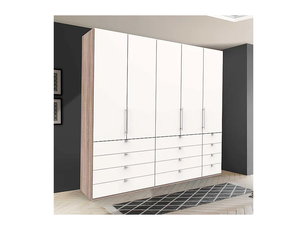 Moderner Schlafzimmerschrank mit vielen Schubladen 3 türig