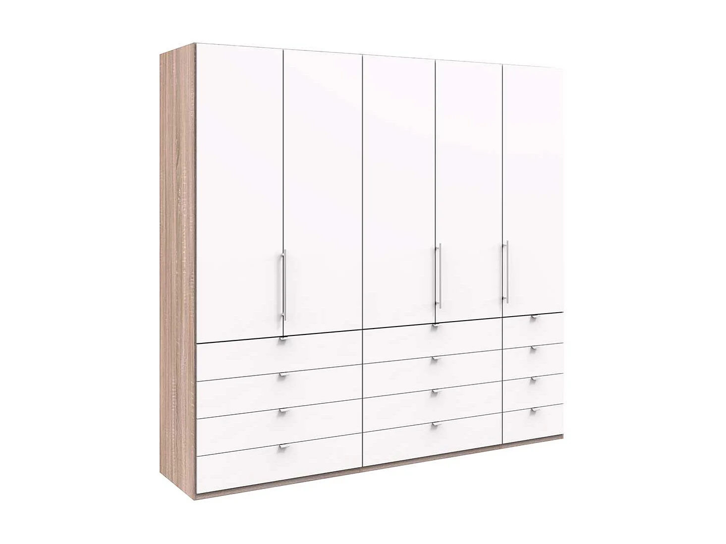 Moderner Schlafzimmerschrank mit vielen Schubladen 3 türig