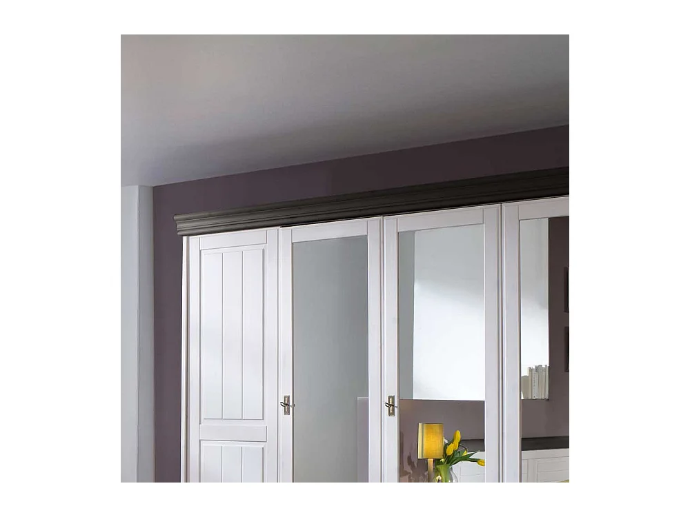 Schlafzimmerschrank in Weiß und Dunkelbraun Kiefer Massivholz