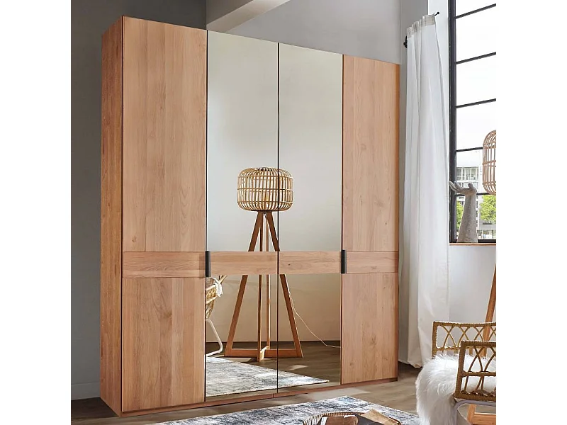 Drehtürschrank Schlafzimmerkleiderschrank teilmassiv mit Spiegel Türen