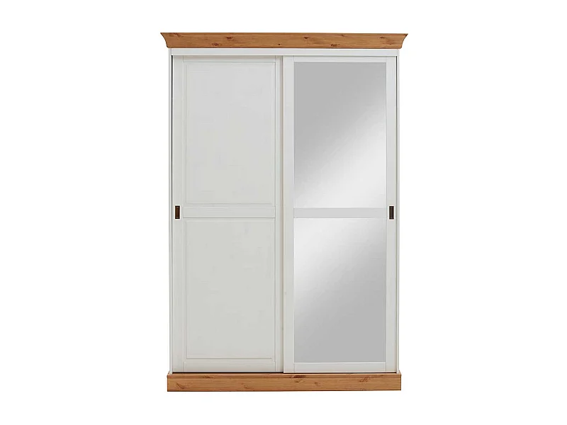 Landhaus Kleiderschrank mit Schiebetüren Weiß Kiefer massiv