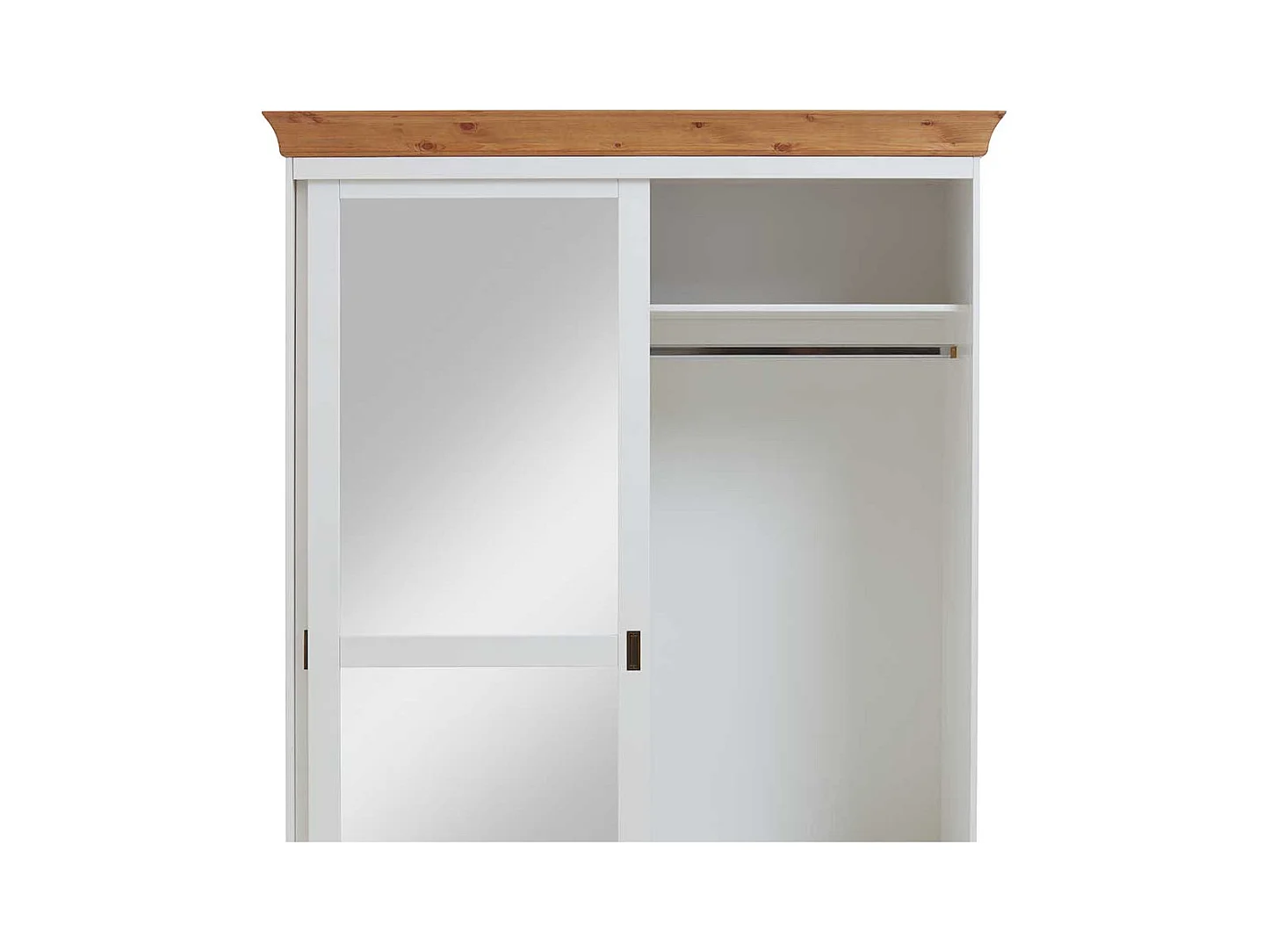 Landhaus Kleiderschrank mit Schiebetüren Weiß Kiefer massiv