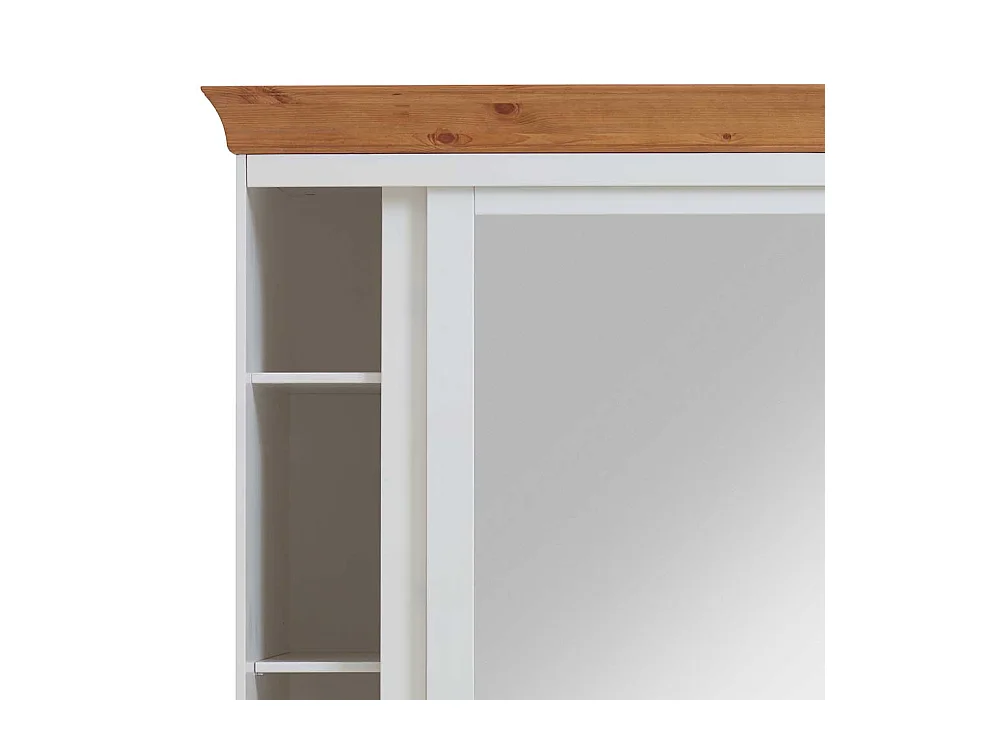 Landhaus Kleiderschrank mit Schiebetüren Weiß Kiefer massiv