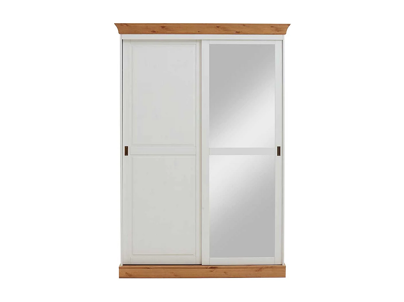 Landhaus Kleiderschrank mit Schiebetüren Weiß Kiefer massiv