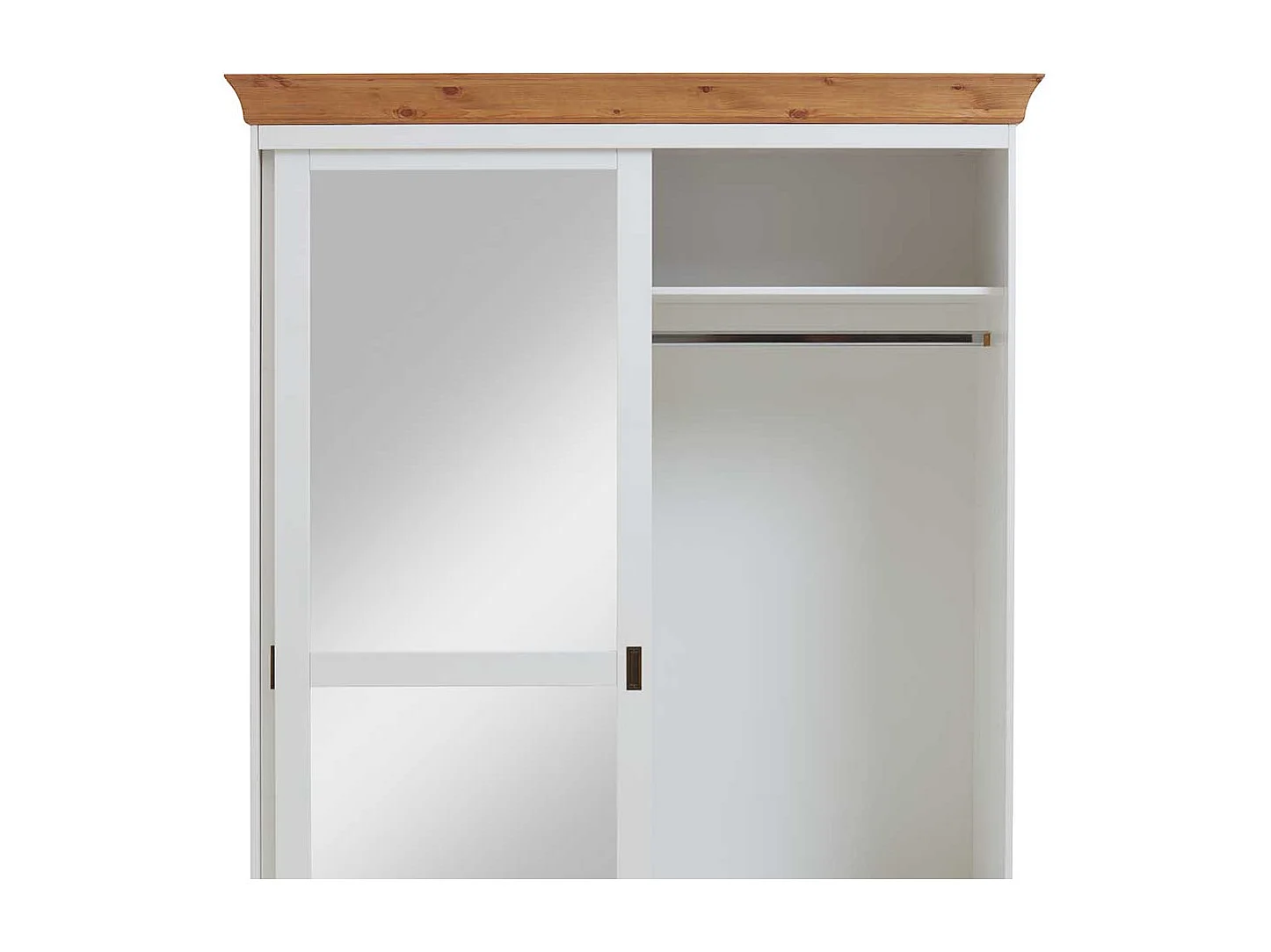 Landhaus Kleiderschrank mit Schiebetüren Weiß Kiefer massiv