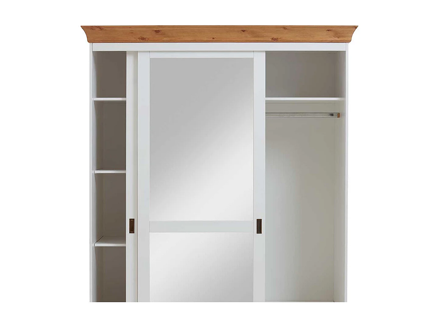 Landhaus Kleiderschrank mit Schiebetüren Weiß Kiefer massiv