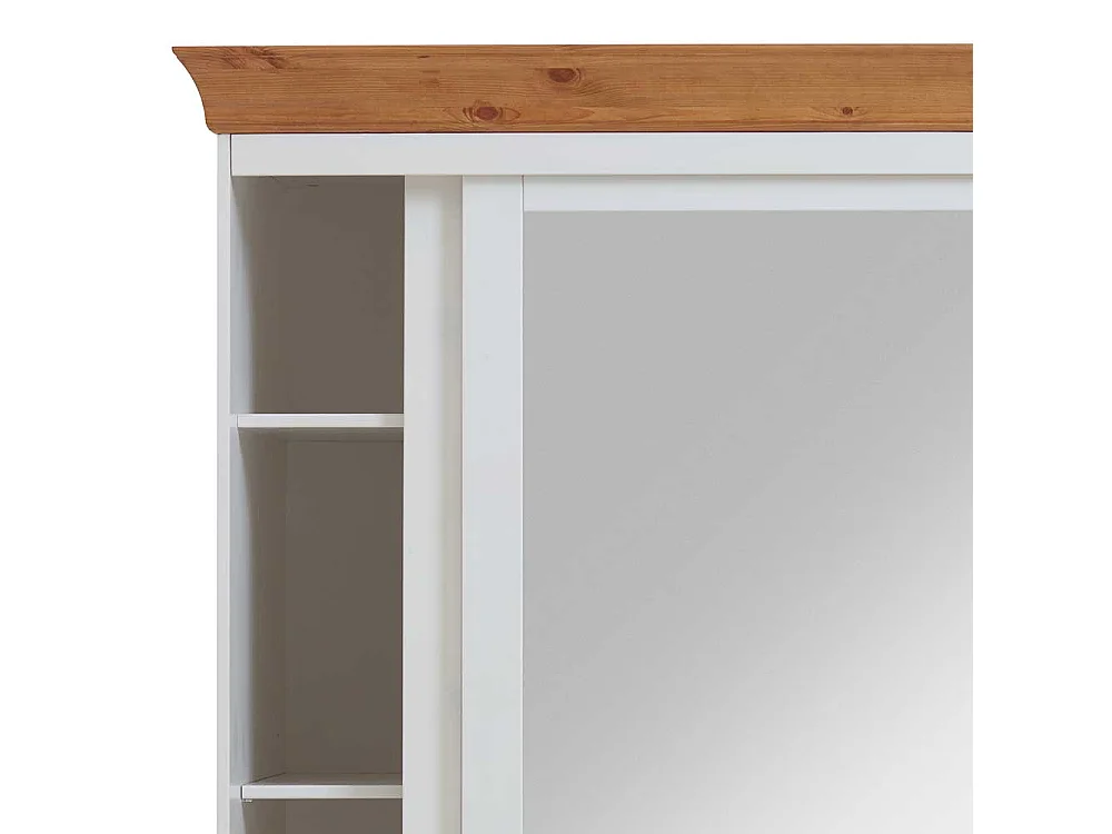 Landhaus Kleiderschrank mit Schiebetüren Weiß Kiefer massiv