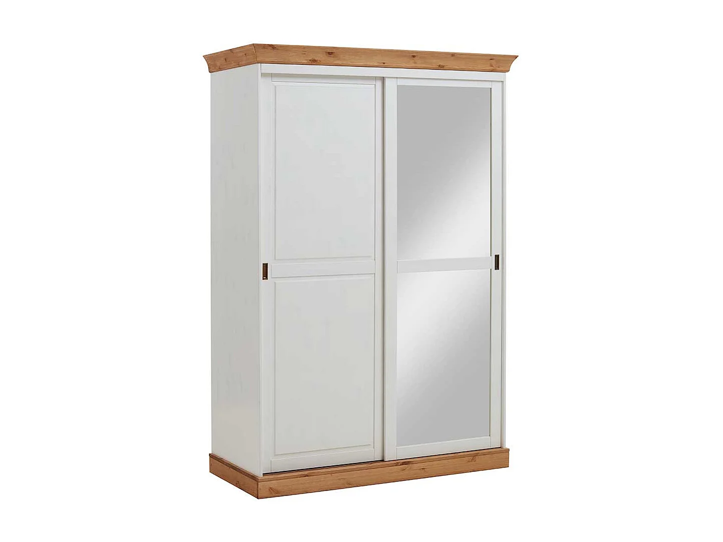 Landhaus Kleiderschrank mit Schiebetüren Weiß Kiefer massiv