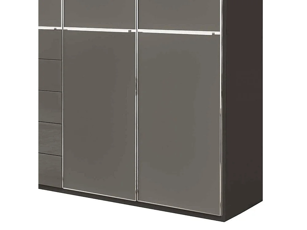 Kleiderschrank Schlafzimmerschrank mit zehn Schubladen - Front glasbeschichtet