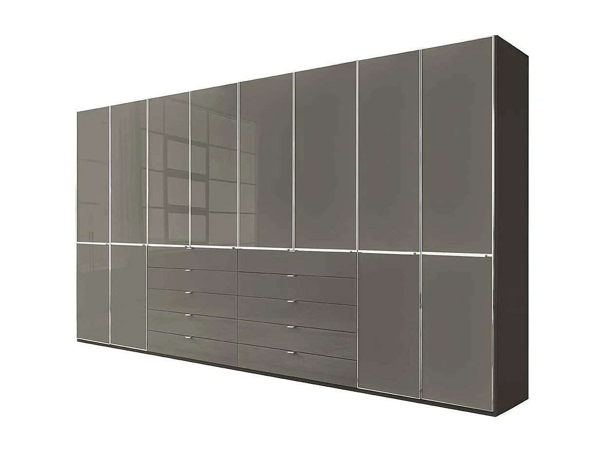 Kleiderschrank Schlafzimmerschrank mit zehn Schubladen - Front glasbeschichtet