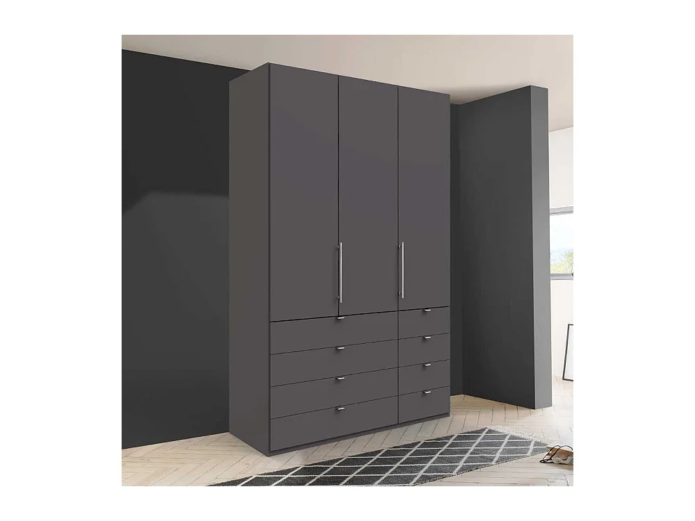 Falttür Schlafzimmerschrank in Braun acht Schubladen