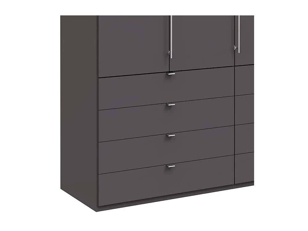 Falttür Schlafzimmerschrank in Braun acht Schubladen