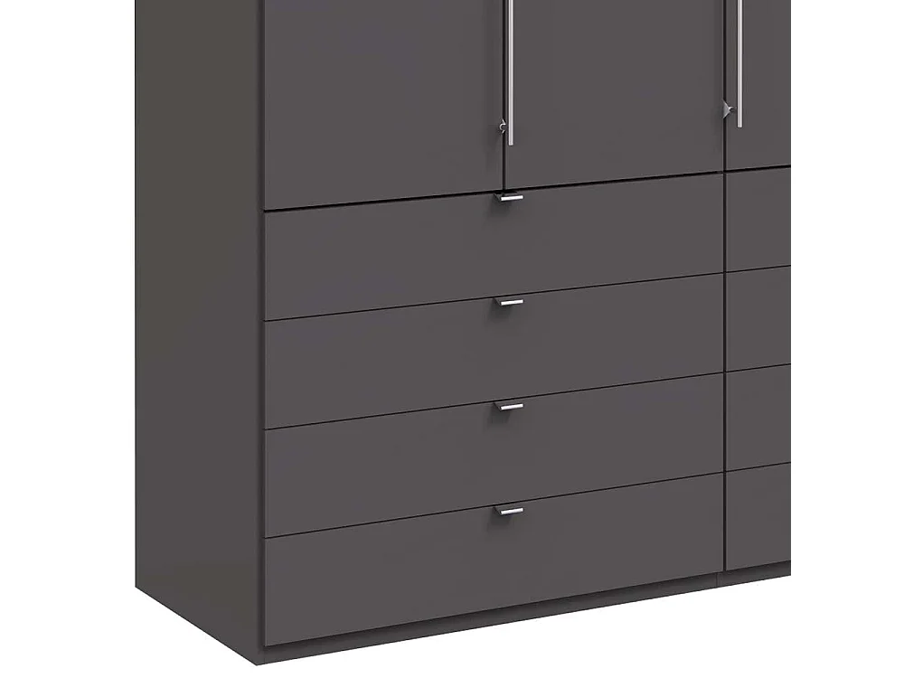 Falttür Schlafzimmerschrank in Braun acht Schubladen