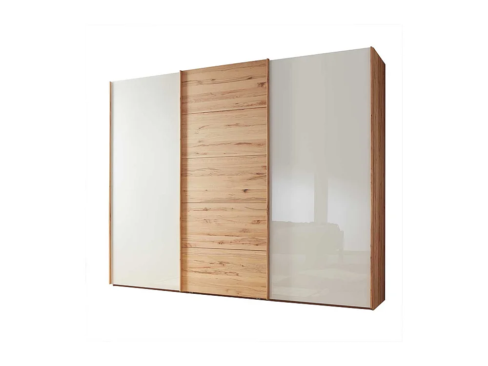 Schiebetüren Kleiderschrank in Beige Glas beschichtet Astkernbuche