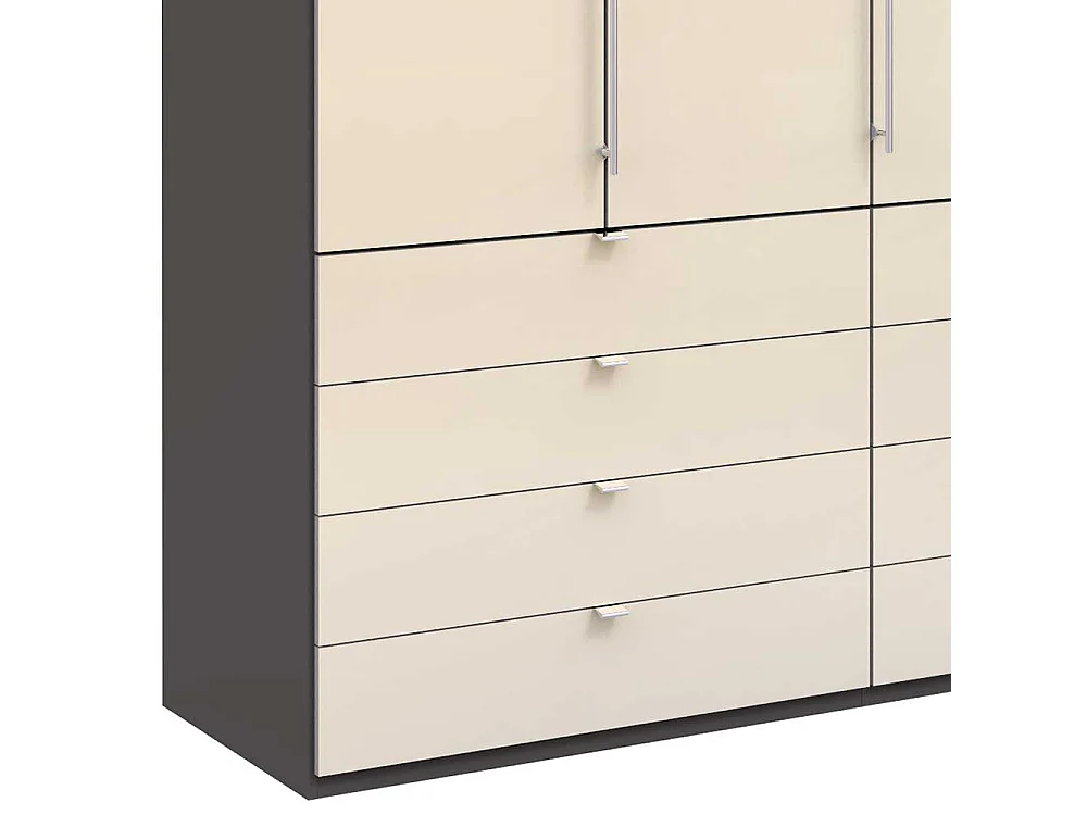 Kompakt Kleiderschrank in Cremefarben und Braun glasbeschichtet