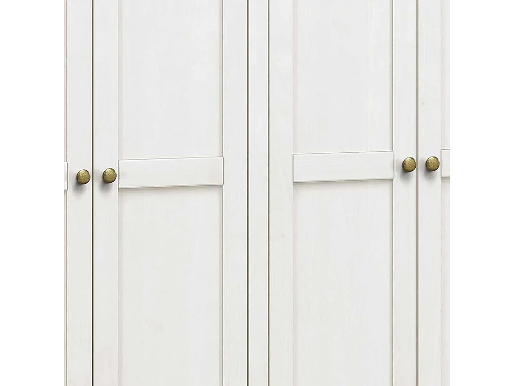 Kleiderschrank Kiefer Weiß Landhaus Stil mit zwei Schubladen 176 cm breit