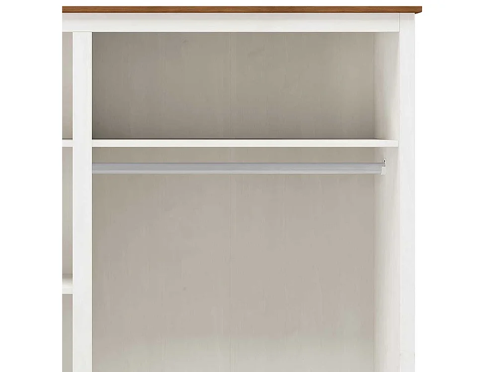 Kleiderschrank Kiefer Weiß Landhaus Stil mit zwei Schubladen 176 cm breit