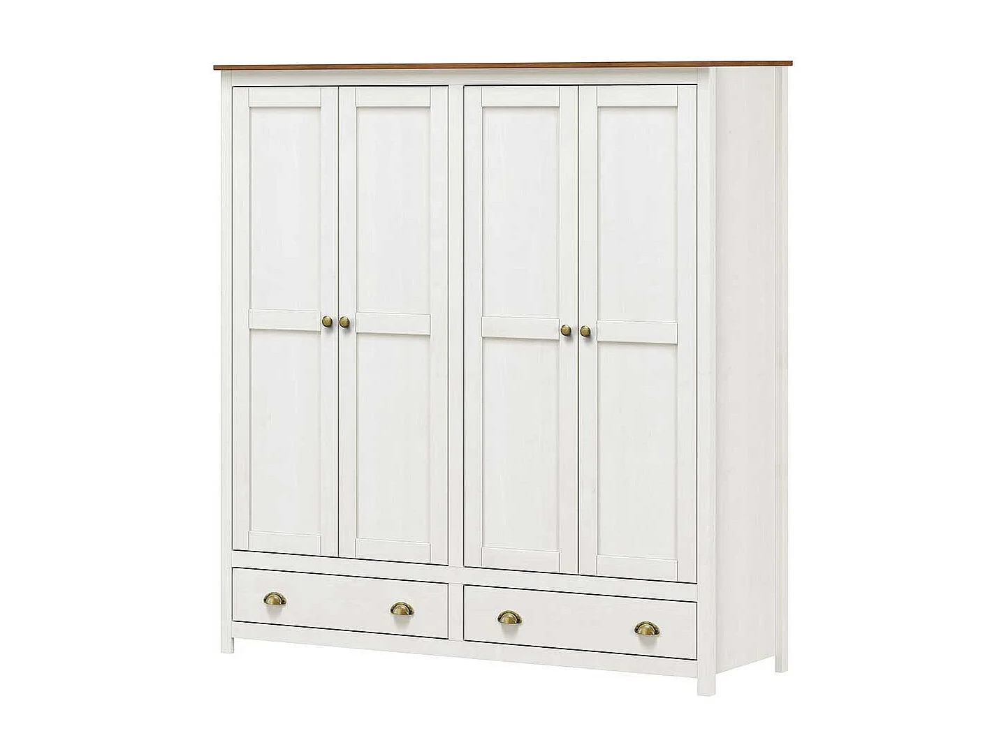 Kleiderschrank Kiefer Weiß Landhaus Stil mit zwei Schubladen 176 cm breit