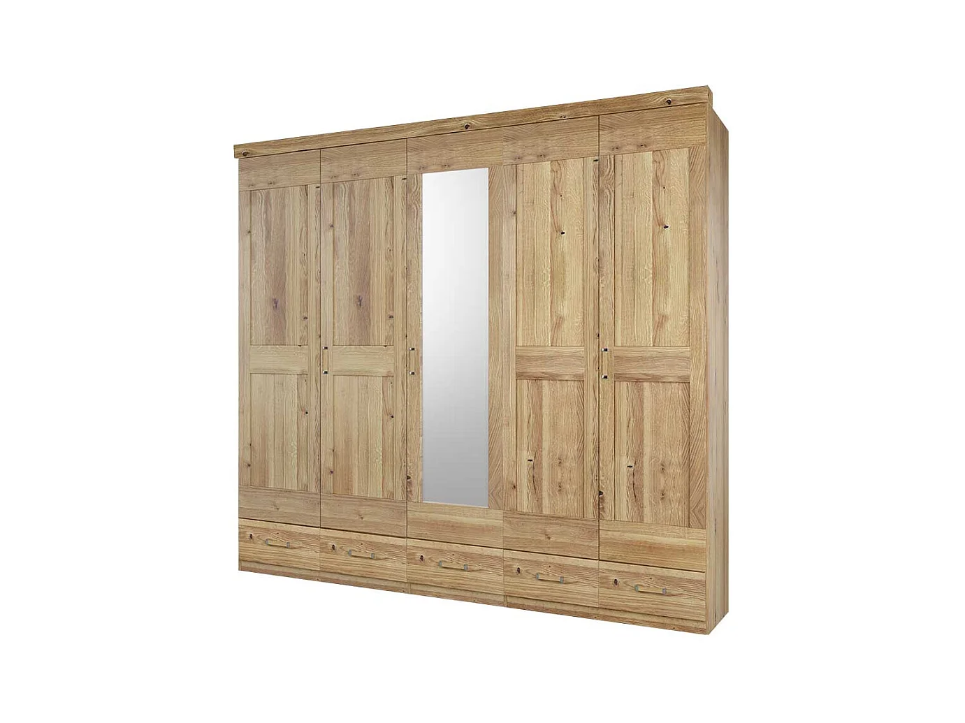 Schlafzimmerschrank mit Spiegel Asteiche teilmassiv fünf Schubladen