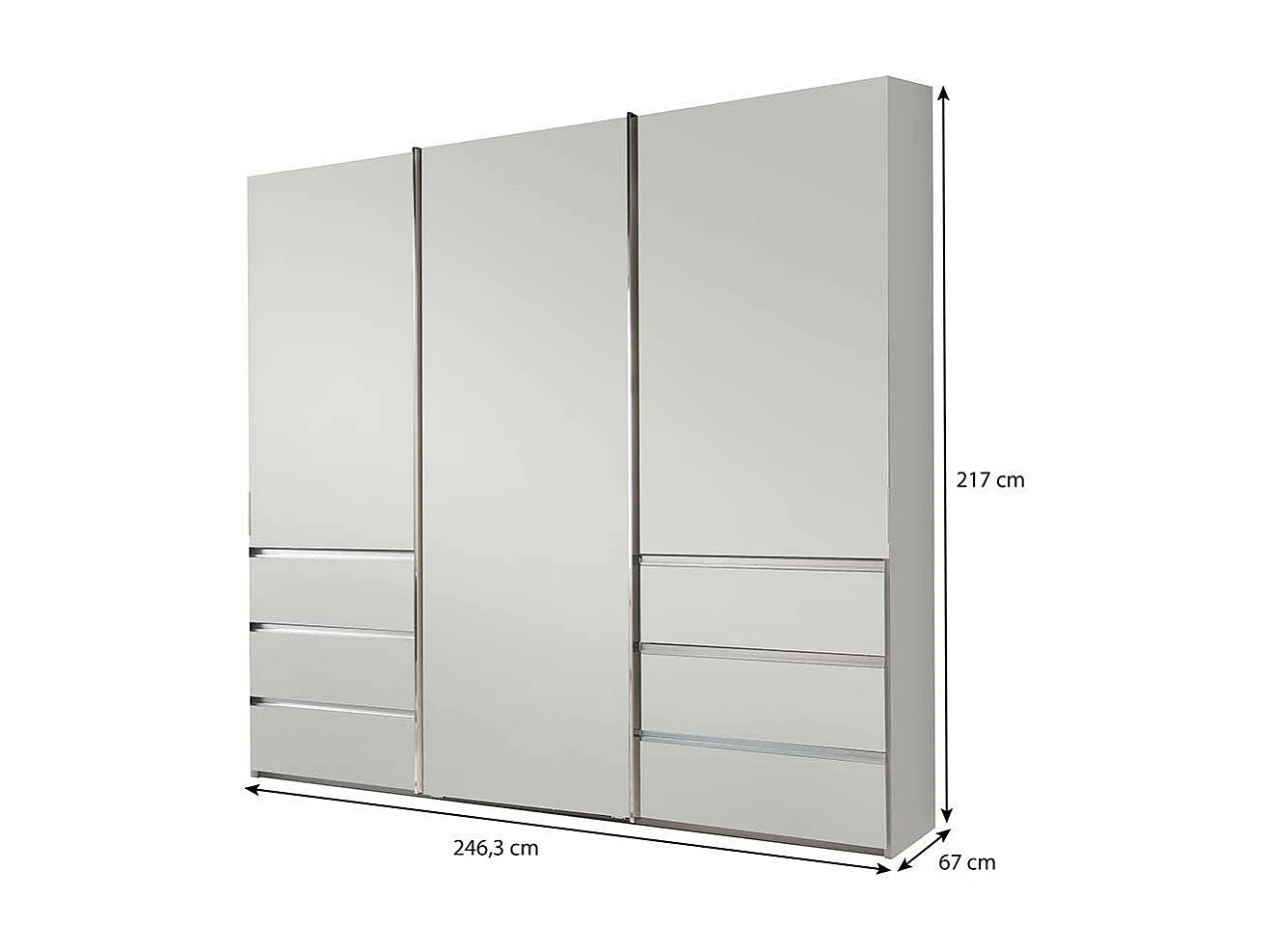 Gleittürenschrank mit sechs Schubladen modernem Design