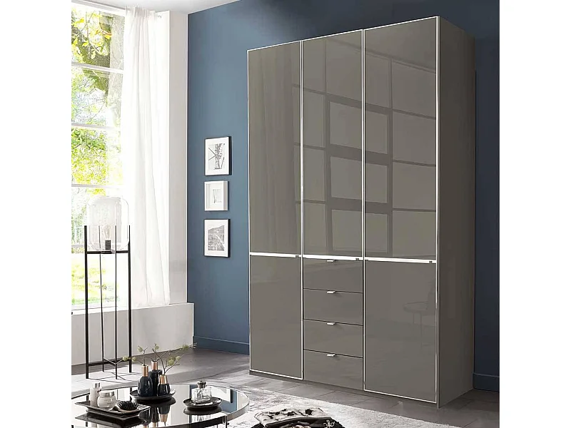 Kleiderschrank modern Schlafzimmerschrank mit vier Schubladen in Braun