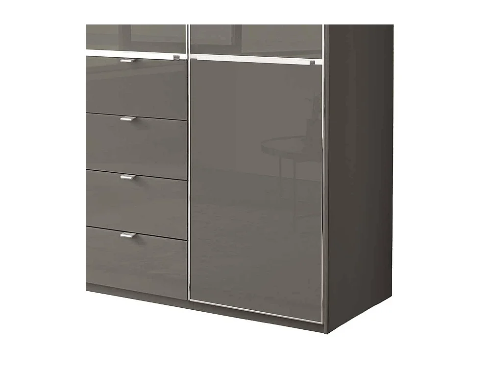 Kleiderschrank modern Schlafzimmerschrank mit vier Schubladen in Braun