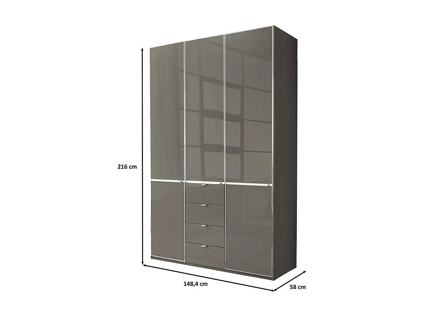 Kleiderschrank modern Schlafzimmerschrank mit vier Schubladen in Braun
