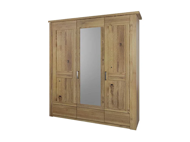 Schlafzimmerschrank Kleiderschrank teilmassiv mit Spiegeltür und Drehtüren