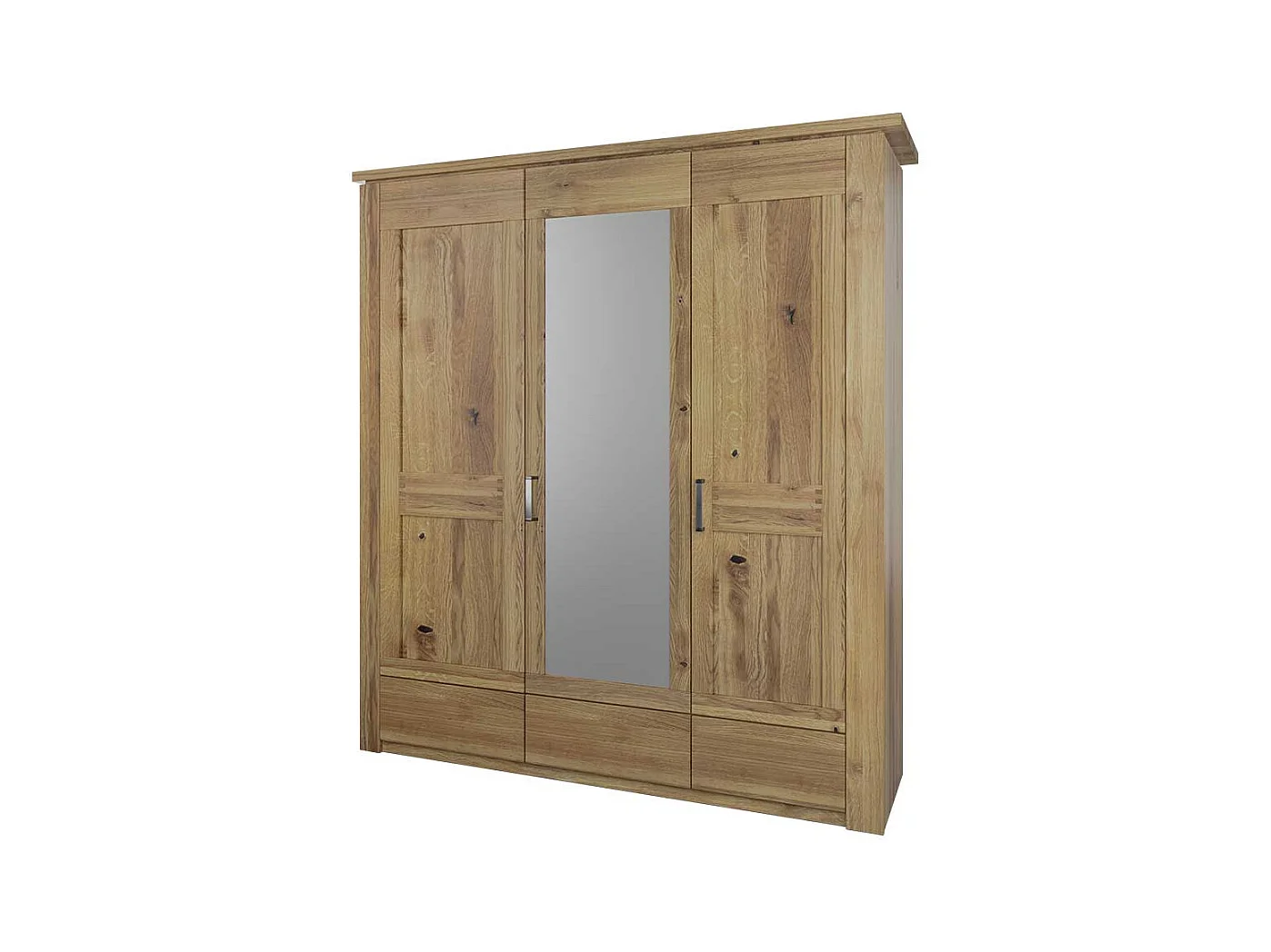 Schlafzimmerschrank Kleiderschrank teilmassiv mit Spiegeltür und Drehtüren