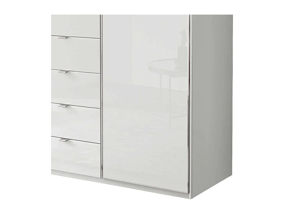 Kleiderschrank weiss Schlafzimmerschrank mit fünf Schubladen Made in Germany