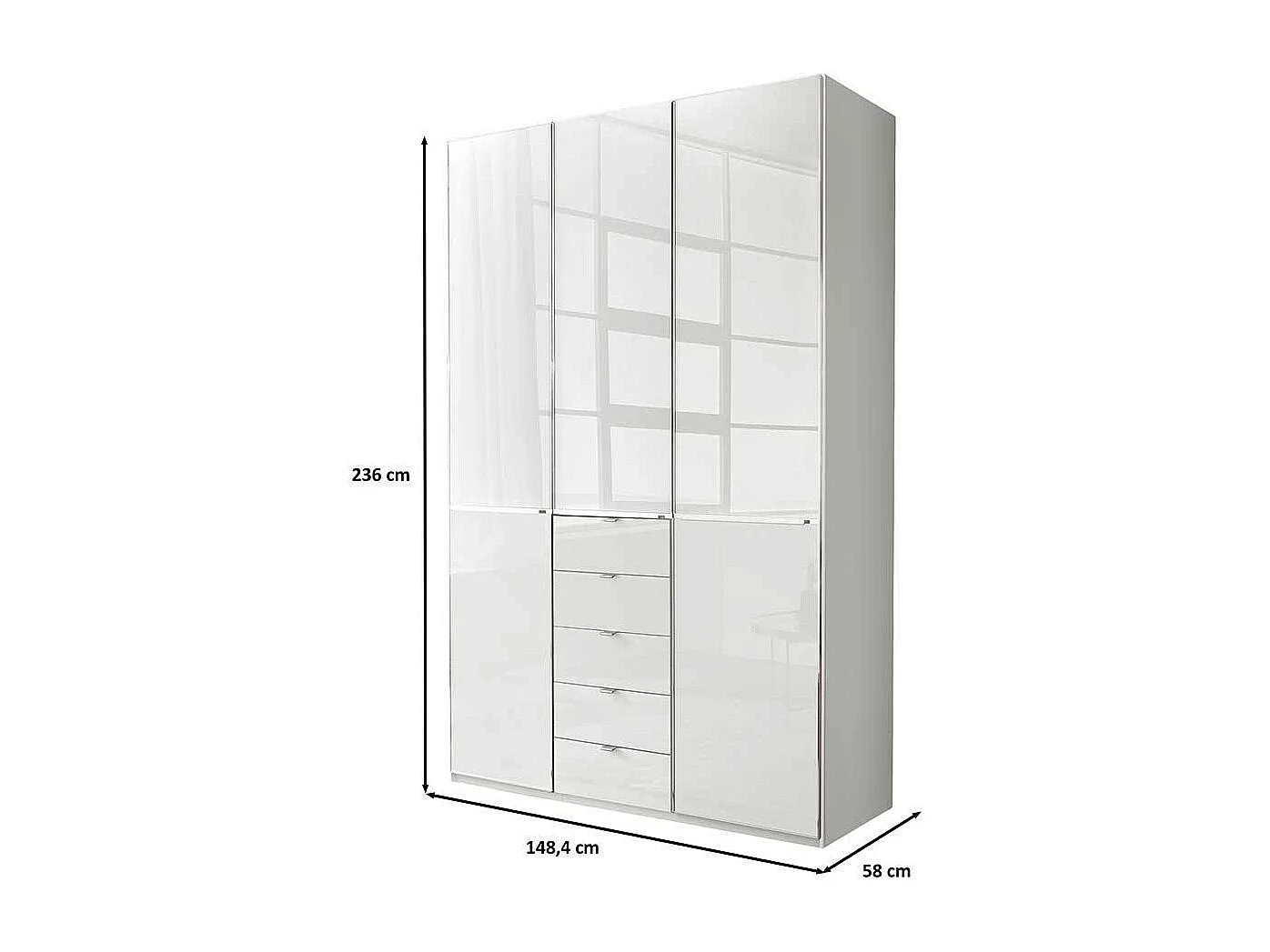 Kleiderschrank weiss Schlafzimmerschrank mit fünf Schubladen Made in Germany