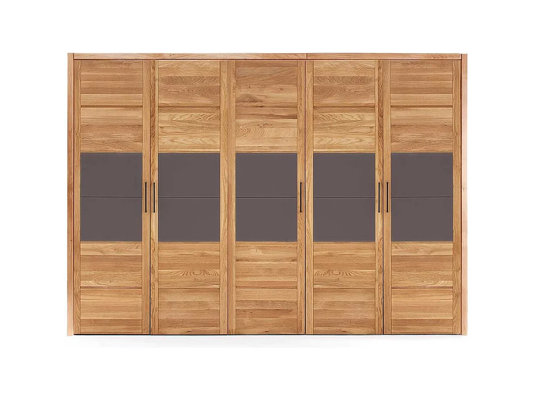 5türiger Kleiderschrank aus Wildeiche Massivholz Glasabsetzung Anthrazit