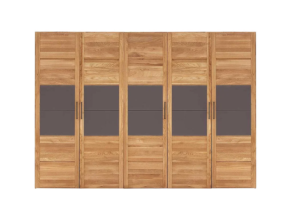 5türiger Kleiderschrank aus Wildeiche Massivholz Glasabsetzung Anthrazit