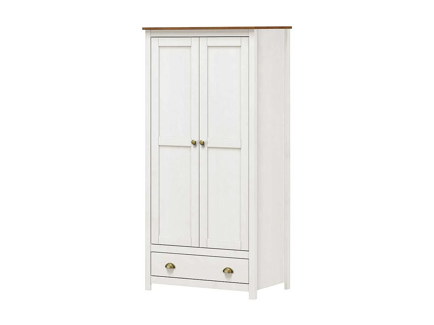 Kleiderschrank Kiefer Weiß im Landhausstil 185 cm hoch