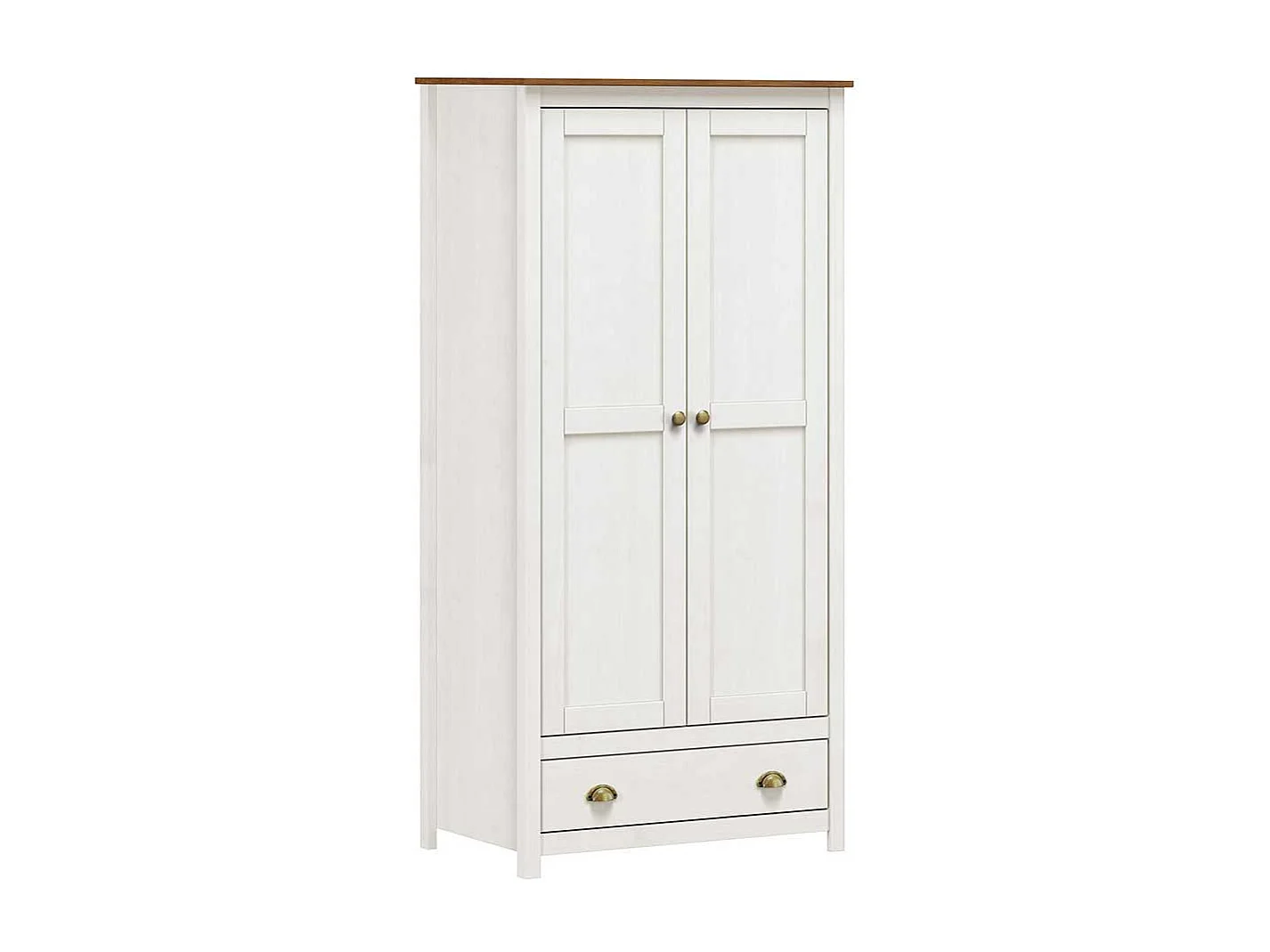 Kleiderschrank Kiefer Weiß im Landhausstil 185 cm hoch