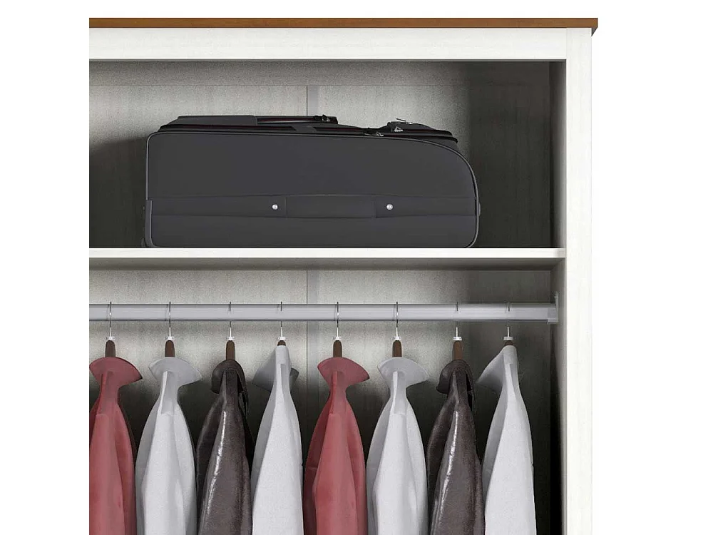 Kleiderschrank Kiefer Weiß im Landhausstil 185 cm hoch